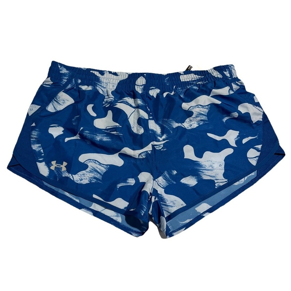 Under Armour Fly By Girls YXL 3" Loose Lined Printed Shorts Blue‎ New